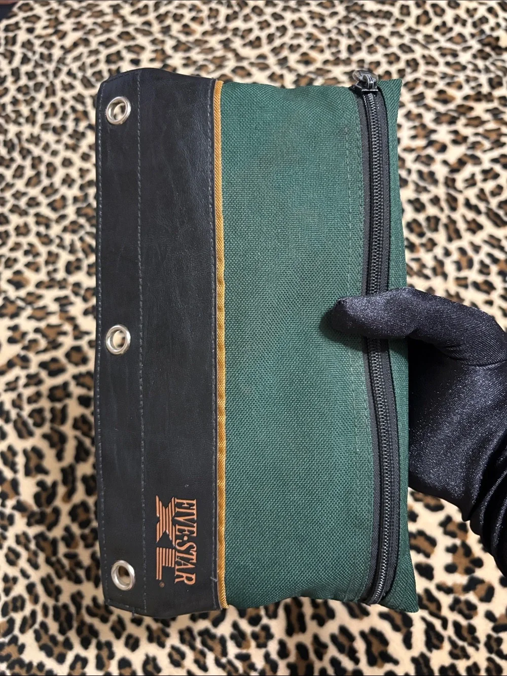 90s Vintage Mead Five-Star XL Pencil Pouch ✏️ Organizer Bag School Hunter Green